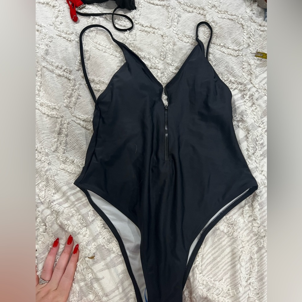 Front zip one piece